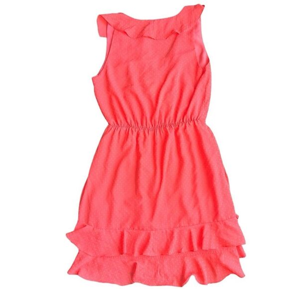 Potter's Pot Women's Coral Ruffle Dot Dress - Size Medium - Picture 2 of 6